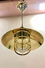 Vintage Solid Brass Nautical Hanging Light Fixture - Marine D  cor With Shade