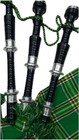 Great Scottish Highland Irish Tartan Rosewood Silver Mounts Black Bagpipes 
