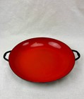 Vintage Enamel Nesting Pan Set Red Yellow Blue Mid-century Modern Black Handles