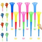 16pcs Collapsible Stadium Horn And Hand Clappers  21in Vuvuzela Plastic Horn 