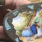 Italian Enamel 800 Silver Compact Beveled Mirror Gilt Dancing Scene Antique