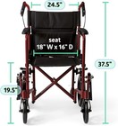 Medline Lightweight Foldable Transport Wheelchair Hand Brakes 12in Wheels Red 