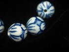Vintage Blue And White Porcelain Chinese Bead Double Flower 12mm Round Asian