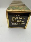Vtg Avon    solid Gold Cadillac Avon Leather After Shave    With Original Box Full