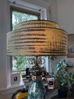 Vintage 1950 smcm Drip-glaze Ceramic Table Lamp Original Shade Rewired  Ceramic