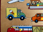 Vintage Fisher Price Vehicles  508 Wood Puzzle 8 Pcs With Peg Lifts Ages 2-5