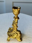 Antique Bronze Art Nouveau Floral Gilt Candlestick detailed france 5    1880-1920