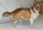 6 5  Hollow Plastic Brown Lassie Collie Dog Figure Open Mouth Vintage