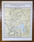 Vintage 1889 Yellowstone National Park Wyoming Map 13 x11  Old Antique Original