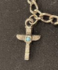Vintage Native American Western 1960 s Silver Tone Faux Turquoise Charm Bracelet