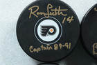 Philadelphia Flyers 4 Puck Lot Reggie Leach Bill Barber Signed Autographed Jsa
