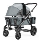 2-in-1 All-terrain Stroller Wagon 55lbs Capacity With Canopy And Snack Tray