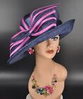 Church Kentucky Derby Hat Carriage Tea Party Wedding  Royal Ascot Navy Blue