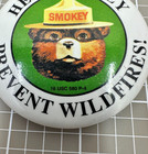 Vintage 1970s Smokey Bear Pin Button Help Prevent Wildfires Forest Badge