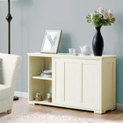 Server Console Table With Sliding Door  3-postion Shelf  Classic Buffet Cabin   