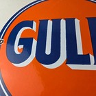 Vintage Gulf Gasoline Porcelain Sign - Orange Blue Logo Gas Station Sign