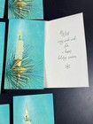 Greeting Card Glitter Christmas Candle Blue Unused Vintage 16