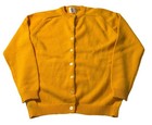 Vintage 1970s Yellow Mustard Sweater   Cardigan Mustard Knit Acrylic Deadstock