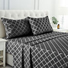 Bed Sheet Set 4 Piece Printed Deep Pocket Luxury Brushed Microfiber Sheets