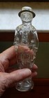 Vintage Man With Metal Brim Hat Glass Figural Bottle