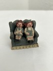 Sarah   s Attic 88    Mini Pocket Statuette Size Raggedy Ann   Andy On Couch Signed