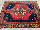 5x7 Blue Antique Heriz Rug Handmade Vintage Oriental Geometric Old Real Rare 5x6