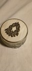 Vintage Glass Ribbed Vanity Powder Dish With Lid Art Work Jar Hollywood Regency