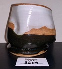 Studio Art Pottery Vase Cup Black White Partial Glaze Signed Jla
