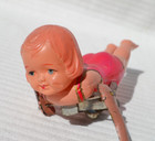 Vintage Mechanical Wind Up Celluloid Toy Swimming Swimmer Girl Doll Japan Works
