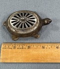 Solid Brass Turtle Incense Burner Trinket Box Etched Lid Vintage Patina