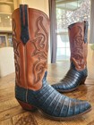 Kemo Sabe Blue Suede Caiman Exotic Cowboy Boots     Women   s 9 5m Lucchese Boots 