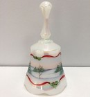 Fenton Glass Iridescent Opal Bell 1993 With Winter Scene Signed Limited Edition