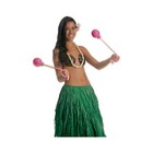Pink Hawaiian Hula Dance Implements Pair Maori Poi Balls Hawaii Girl Dancing