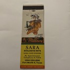 Vintage Matchbook Cover Matchcover Sara Exclusive Hats Fort Worth  Tx