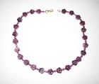 Antique Art Nouveau Czech Purple Flower Art Glass Necklace - Stunning