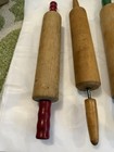 Lot Of 3 Wooden Rolling Pins Farmhouse County With Red Green Handles