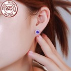Round Cut Stud Earring 925 Sterling Silver Cubic Zircon Purple Jewelry For Women