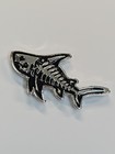 Skeleton Fish Lapel Pin Black   Silver Colors