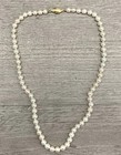 14k 585 Gold Clasp Vintage 6mm Cultured Pearl Necklace 17 5    Hand Knotted 24 76g