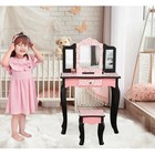 Toddler Vanity Table Chair Set Makeup Mirror Dressing For Kids Girls Xmas Gifts