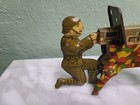 Marx Tin Litho Prewar Hand Crank Windup Toy Soldier   Gun Works But No Spark 