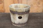 Primitive Antique Wooden Paint Pail Barrel Berry Bucket Metal Bands