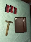 Nm Late-40 s Gillette Ndc Gold Fat Handle Tech Safety Razor With Case 