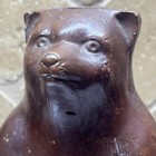 Japanese Antique Folk Art Tanuki Sake Bottle Pottery Bear 7   