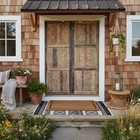 Vintage Carved Entry Doors Solid Wood Whitewash Floral Sliding Barn Door 96x36