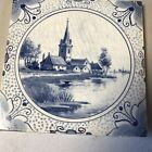 Antique Joost Thooft   Labouchere Delft Signed Windmill 4 Tiles Dated 19th C 