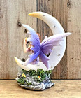 Fairy On Moon  Purple Resin Figurine 5  X 3 