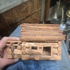 Primitive Folk Art Log Cabin Solid Wood House Handmade Vintage 