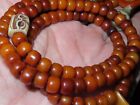 Nepal Tibet Buddhist 108 Drum Shaped Brown Yak Bone Mala Prayer Beads  t6 