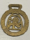 Brass Horse Medallion Vintage Lion Passant In Laurel Wreath Motif B6